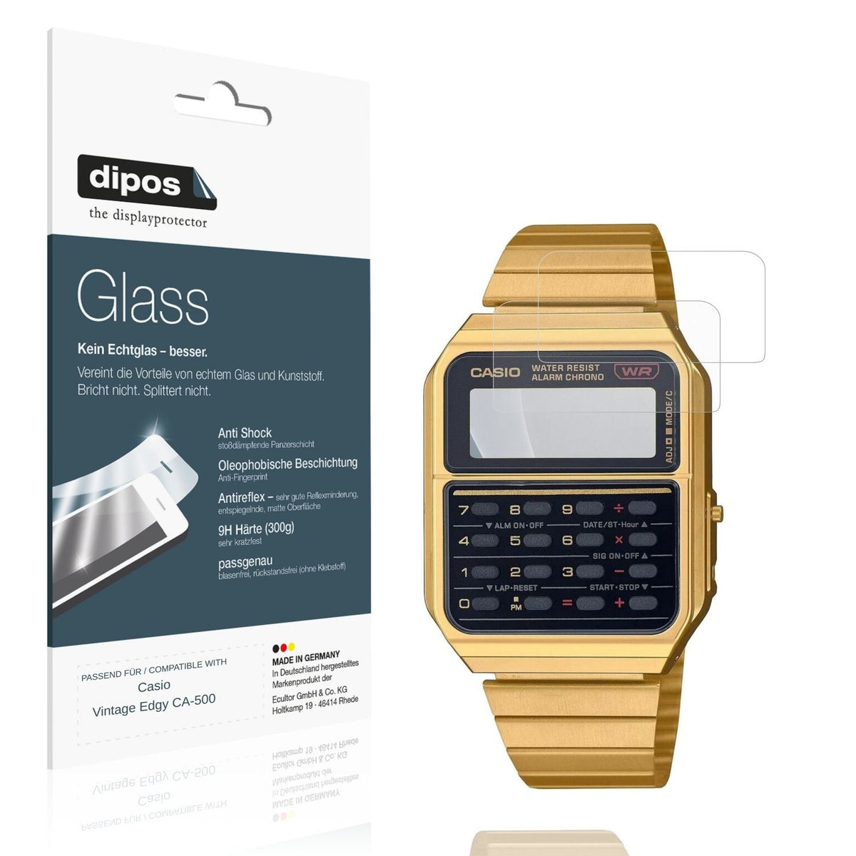 Matte Displayschutzfolie von dipos passend für Casio Vintage Edgy CA-500, 9H kratzfest und blasenfrei montiert