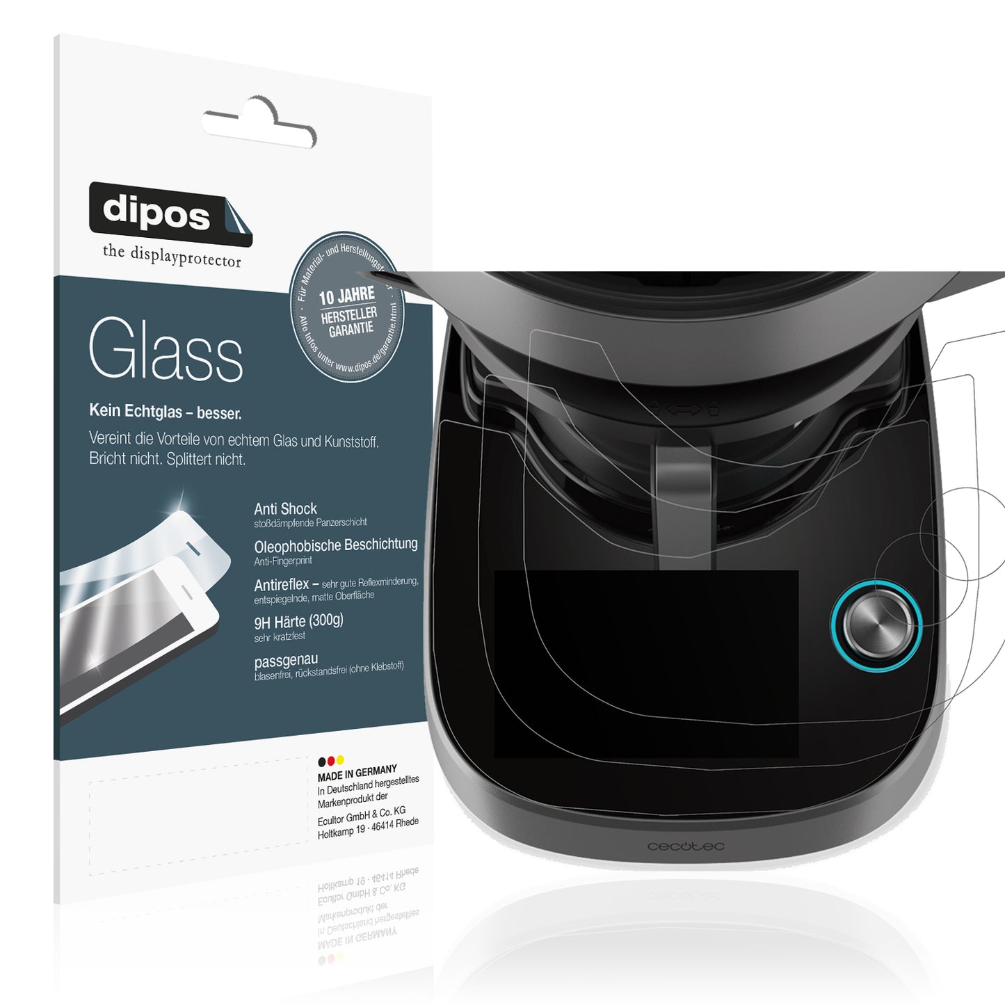 Matte Displayschutzfolie von dipos passend für Cecotec Mambo Victory Xl, 9H kratzfest und blasenfrei montiert