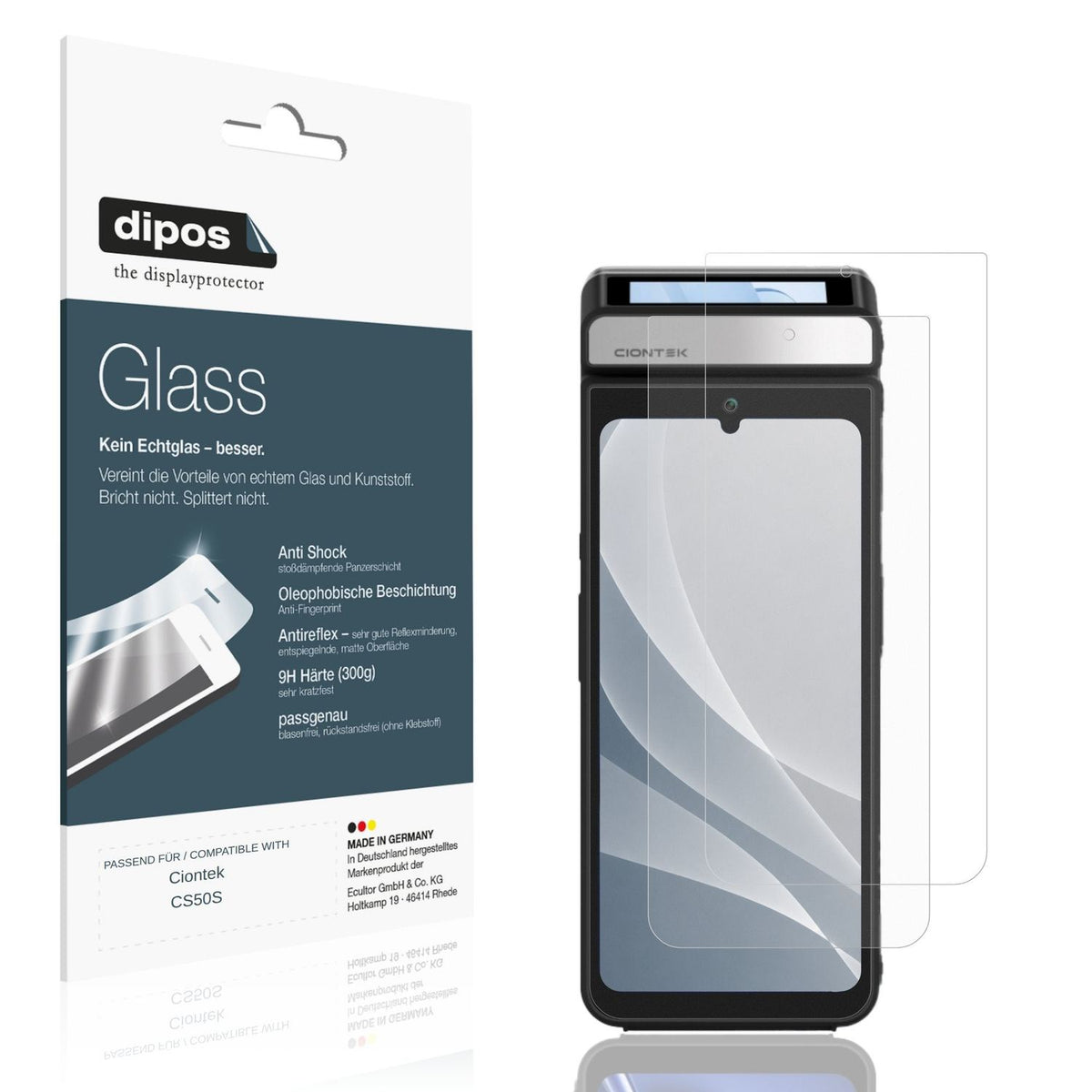 Matte Displayschutzfolie von dipos passend für Ciontek CS50S, 9H kratzfest und blasenfrei montiert