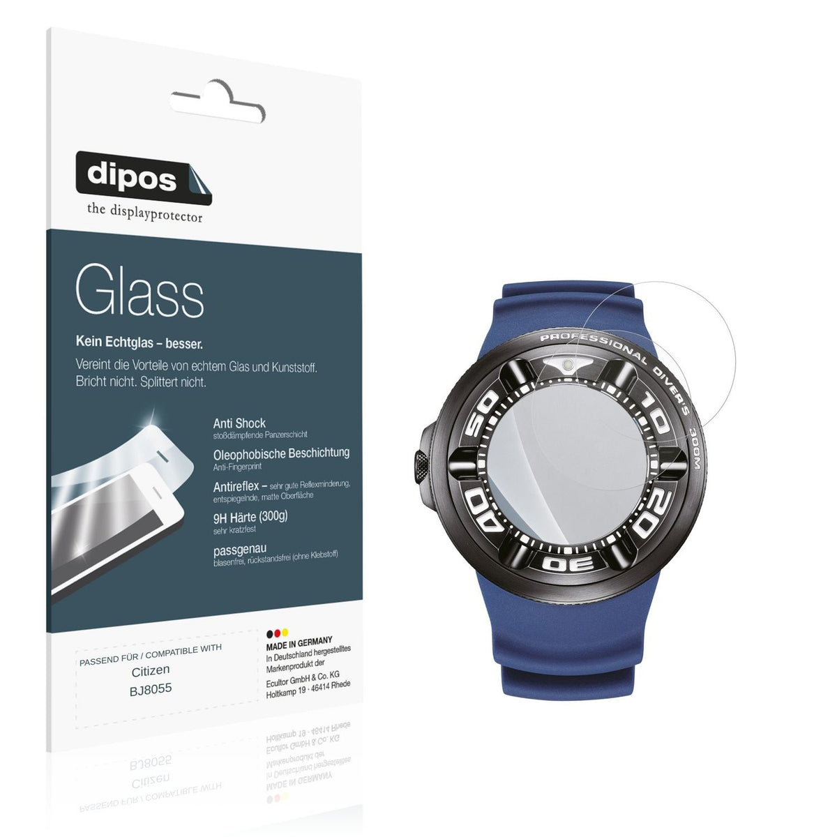 Matte Displayschutzfolie von dipos passend für Citizen BJ8055, 9H kratzfest und blasenfrei montiert