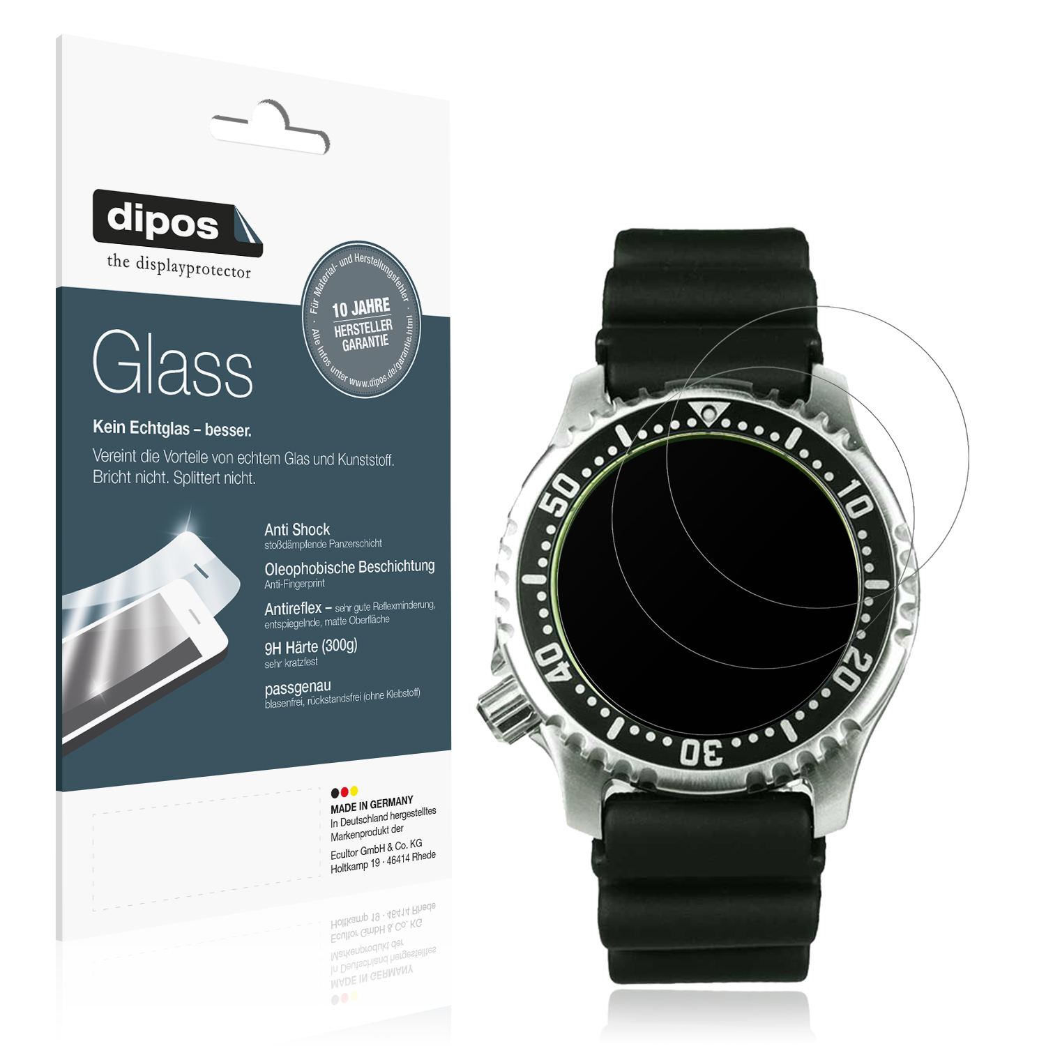 Matte Displayschutzfolie von dipos passend für Citizen NY0040, 9H kratzfest und blasenfrei montiert