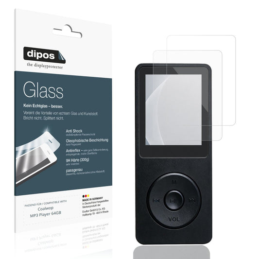 Matte Displayschutzfolie von dipos passend für Coalwop MP3 Player 64GB, 9H kratzfest und blasenfrei montiert