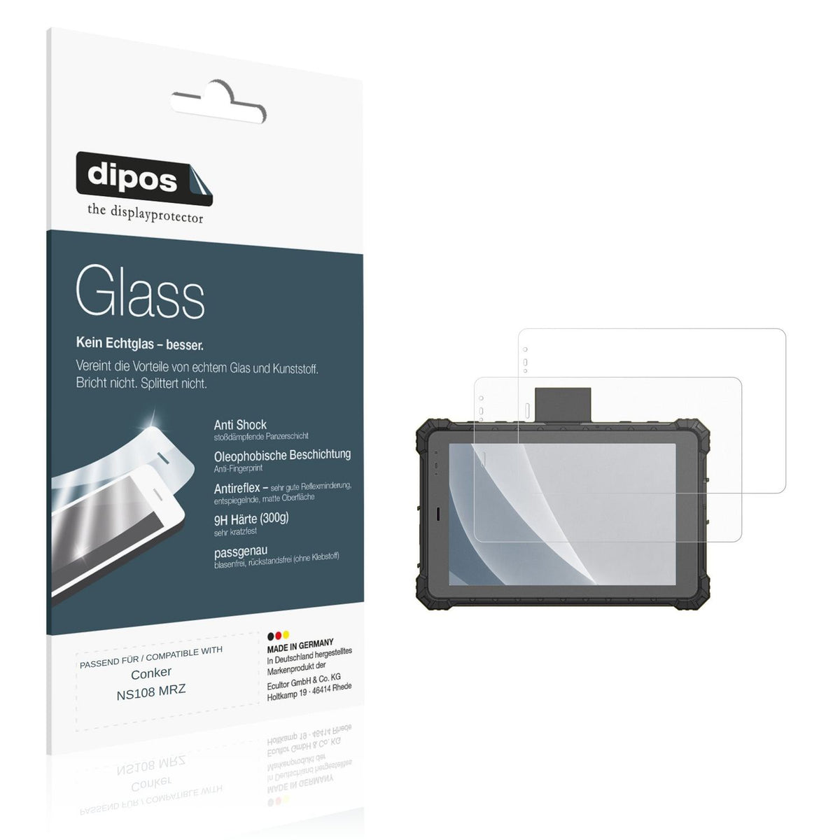 Matte Displayschutzfolie von dipos passend für Conker NS108 MRZ, 9H kratzfest und blasenfrei montiert
