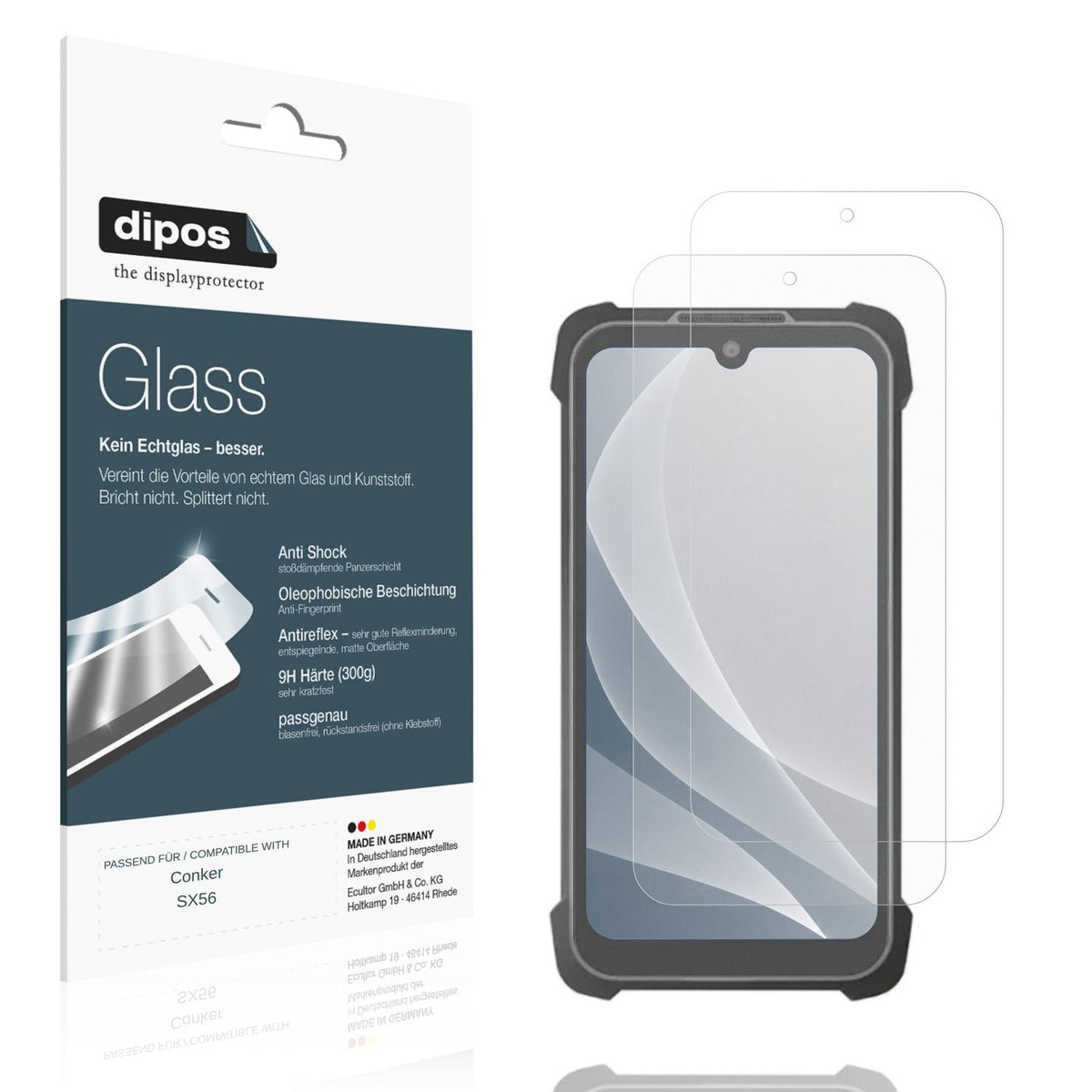 Matte Displayschutzfolie von dipos passend für Conker SX56, 9H kratzfest und blasenfrei montiert