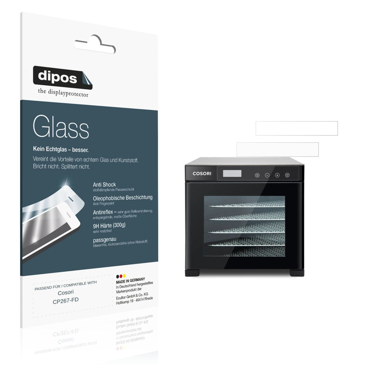 Matte Displayschutzfolie von dipos passend für Cosori CP267-FD, 9H kratzfest und blasenfrei montiert