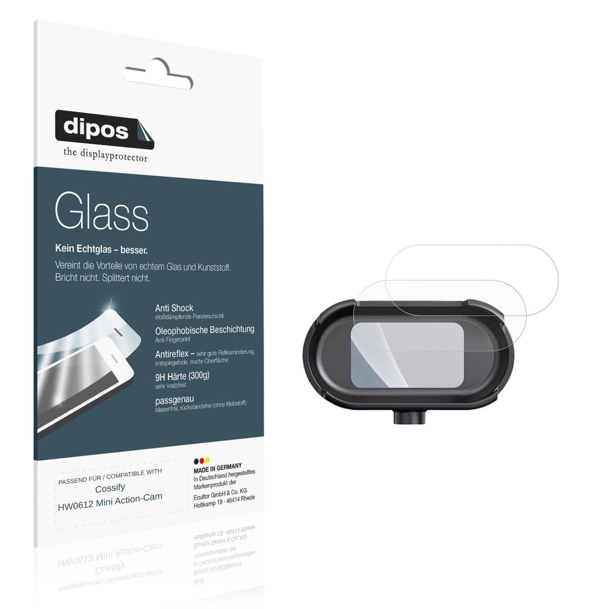 Matte Displayschutzfolie von dipos passend für Cossify HW0612 Mini Action-Cam, 9H kratzfest und blasenfrei montiert