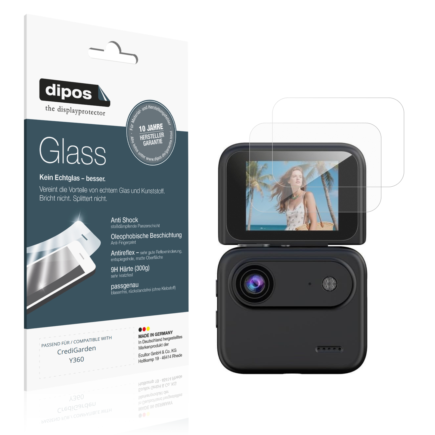Matte Displayschutzfolie von dipos passend für CrediGarden Y360, 9H kratzfest und blasenfrei montiert