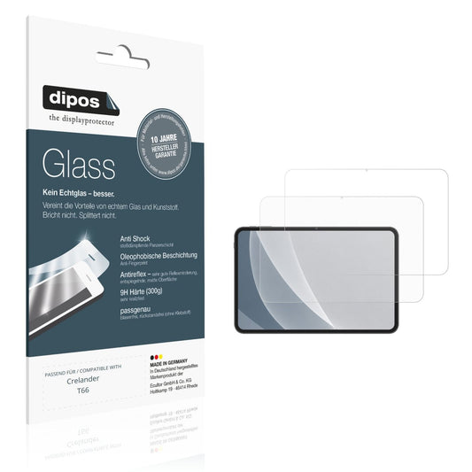 Matte Displayschutzfolie von dipos passend für Crelander T66, 9H kratzfest und blasenfrei montiert