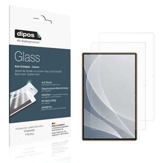 Matte Displayschutzfolie von dipos passend für Crelander T70 Pro, 9H kratzfest und blasenfrei montiert