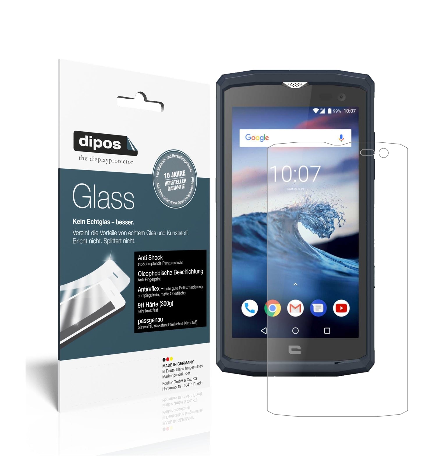 Matte Displayschutzfolie von dipos passend für Crosscall Core X3, 9H kratzfest und blasenfrei montiert