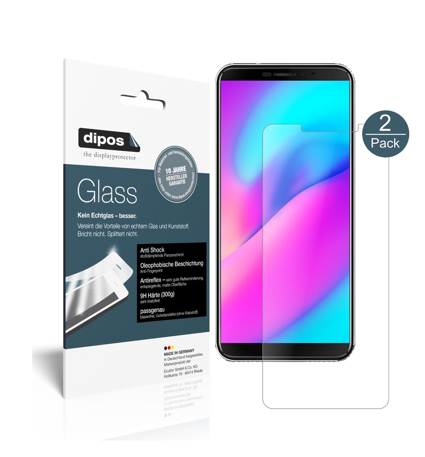 Matte Displayschutzfolie von dipos passend für Cubot J3 Pro, 9H kratzfest und blasenfrei montiert