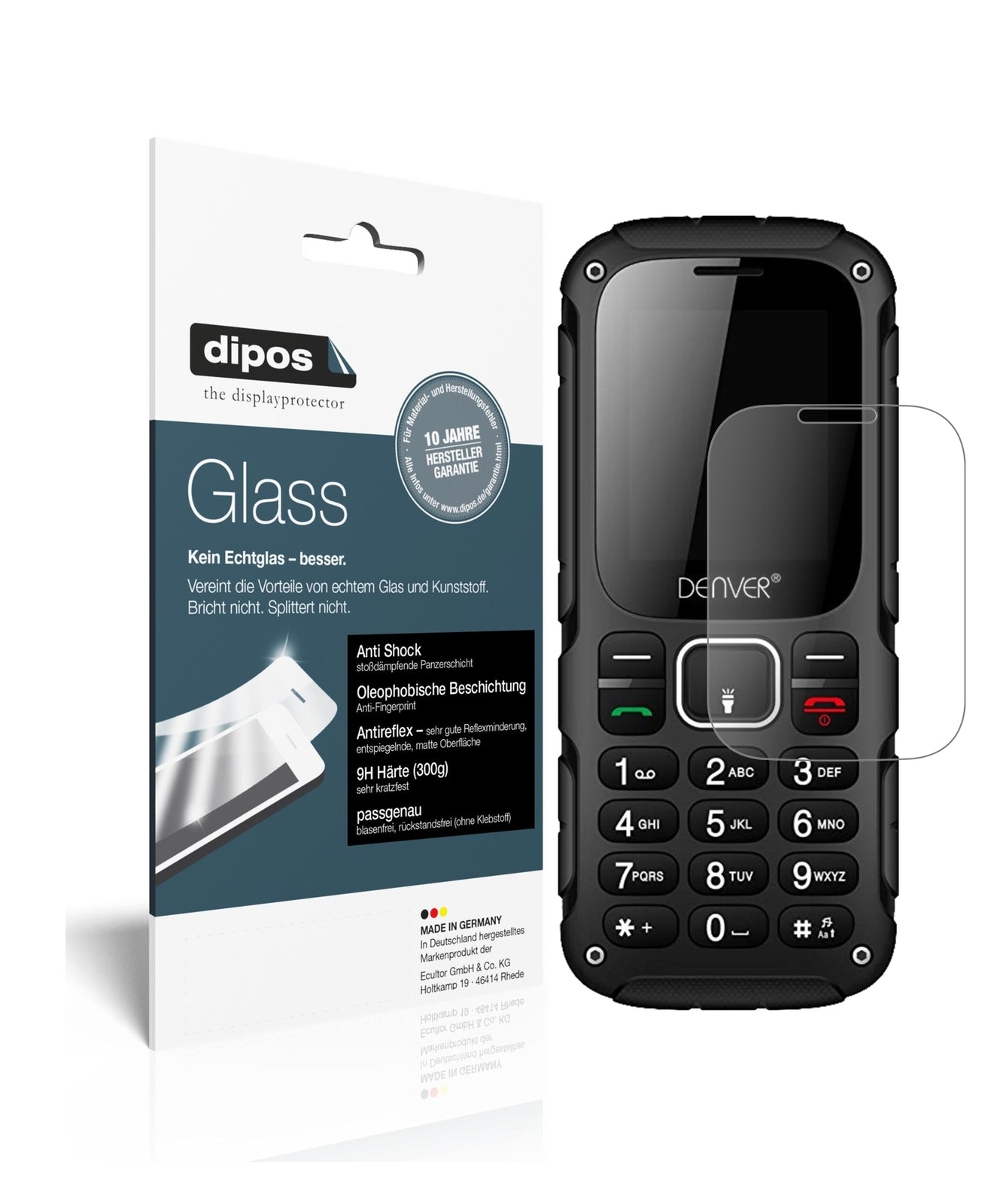 Matte Displayschutzfolie von dipos passend für DENVER WAS-18110M, 9H kratzfest und blasenfrei montiert