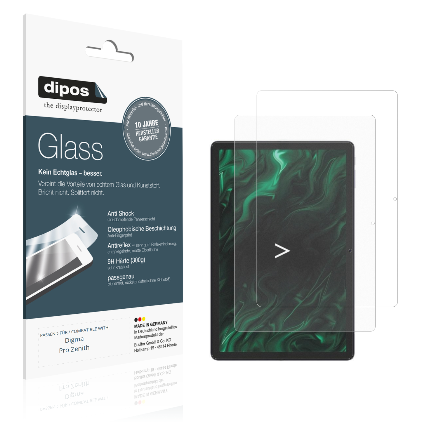 Matte Displayschutzfolie von dipos passend für Digma Pro Zenith, 9H kratzfest und blasenfrei montiert