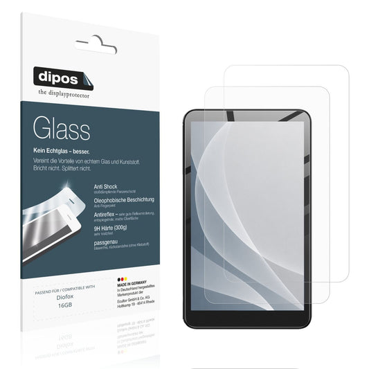 Matte Displayschutzfolie von dipos passend für Diofox 16GB, 9H kratzfest und blasenfrei montiert