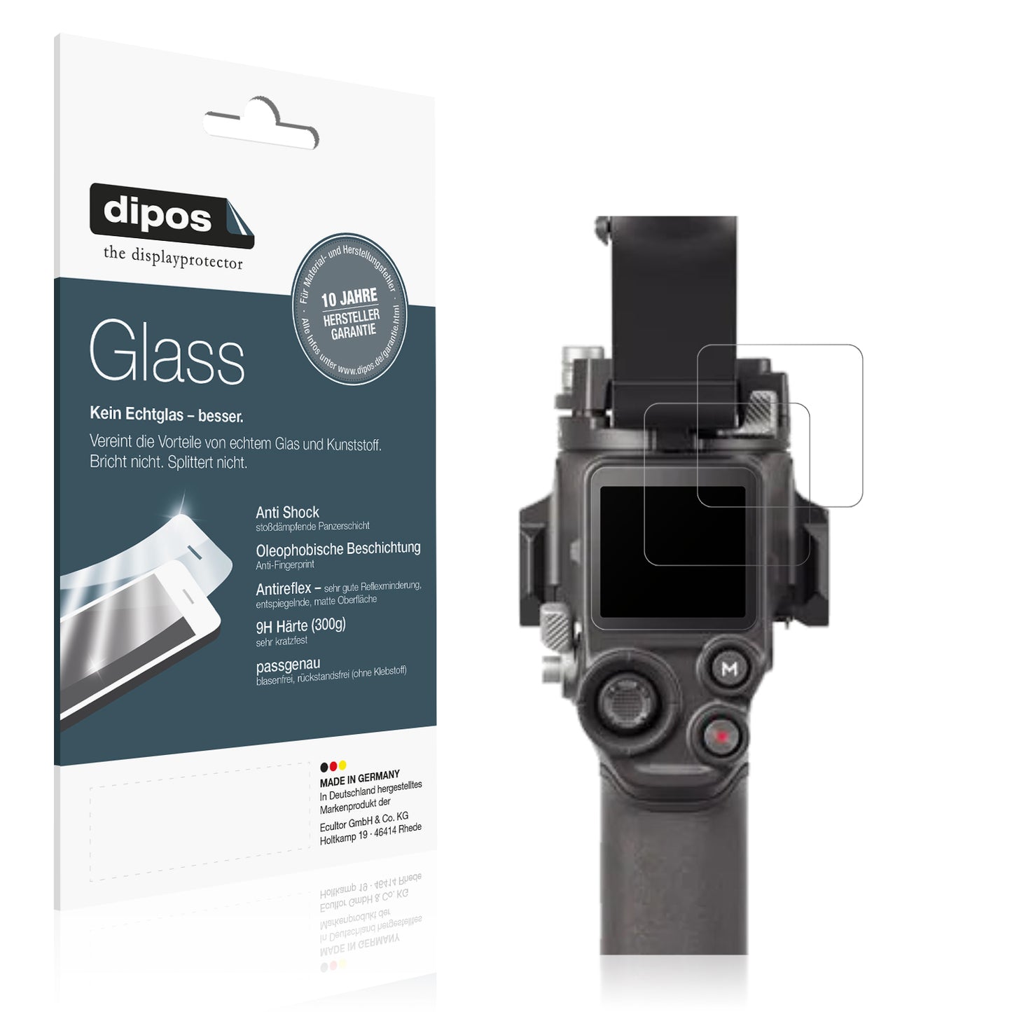 Matte Displayschutzfolie von dipos passend für DJI RS 4 Pro, 9H kratzfest und blasenfrei montiert