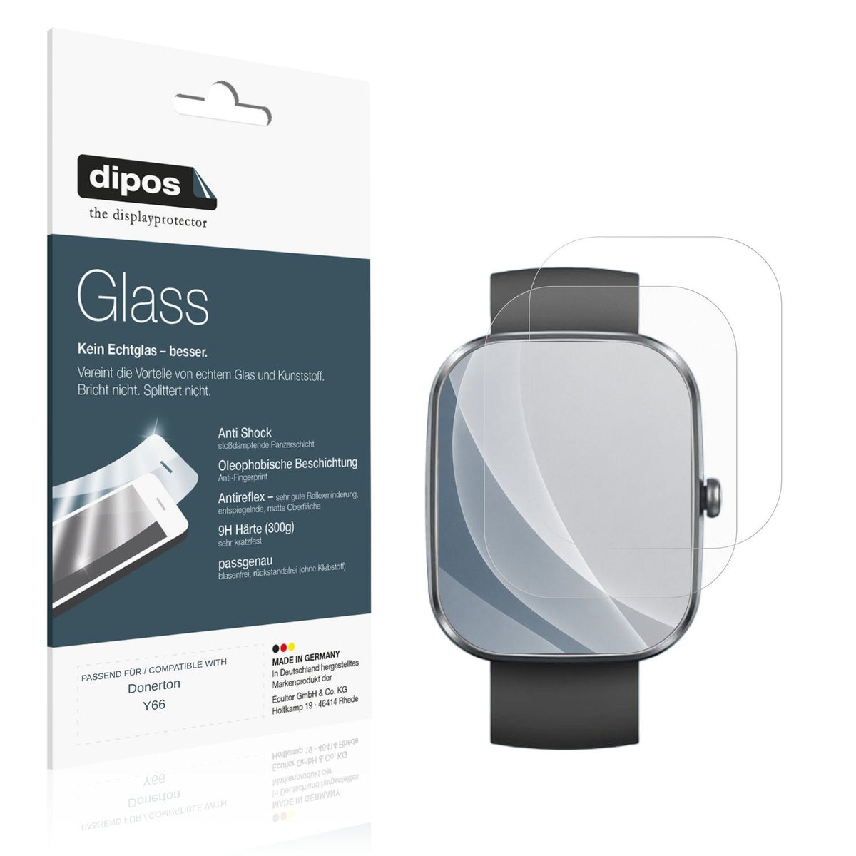 Matte Displayschutzfolie von dipos passend für Donerton Y66, 9H kratzfest und blasenfrei montiert