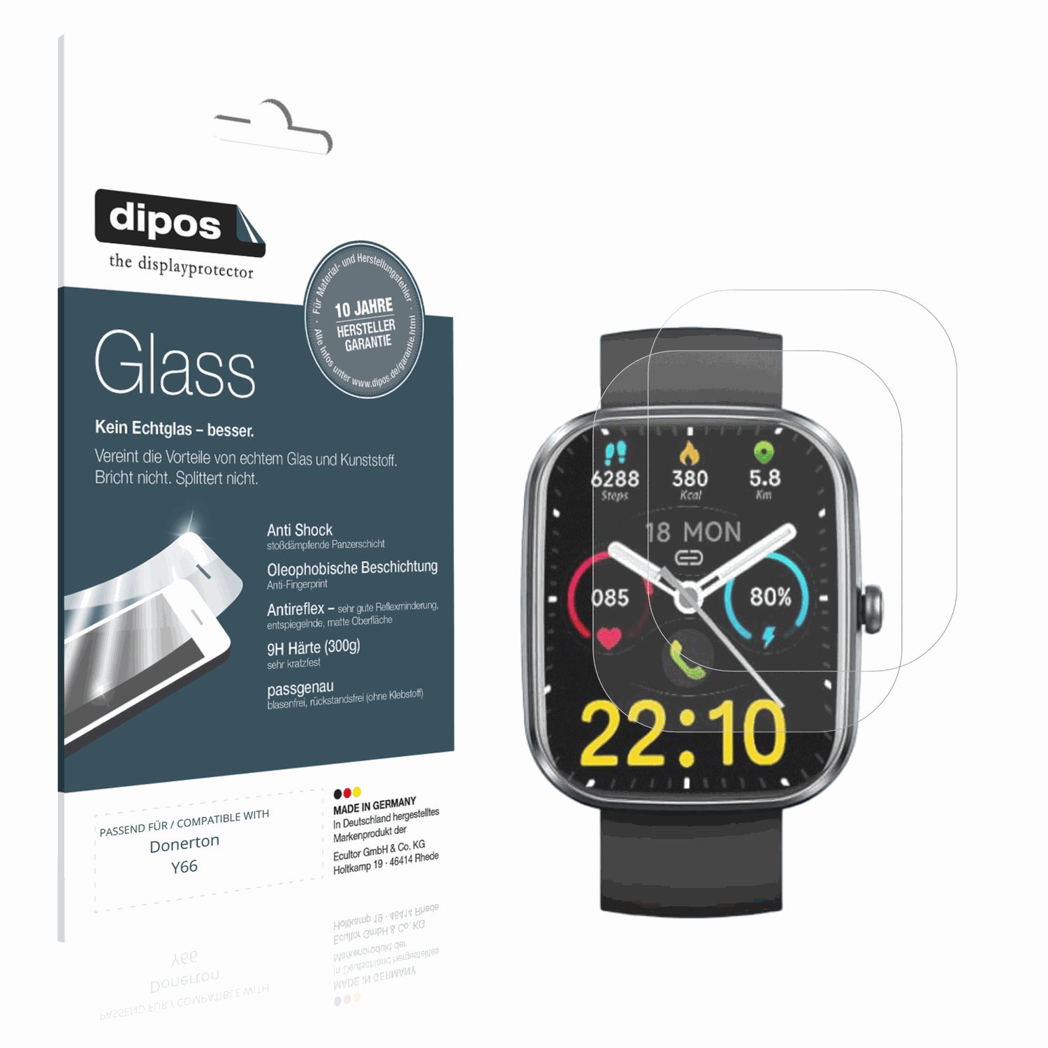 Matte Displayschutzfolie von dipos passend für Donerton Y66, 9H kratzfest und blasenfrei montiert