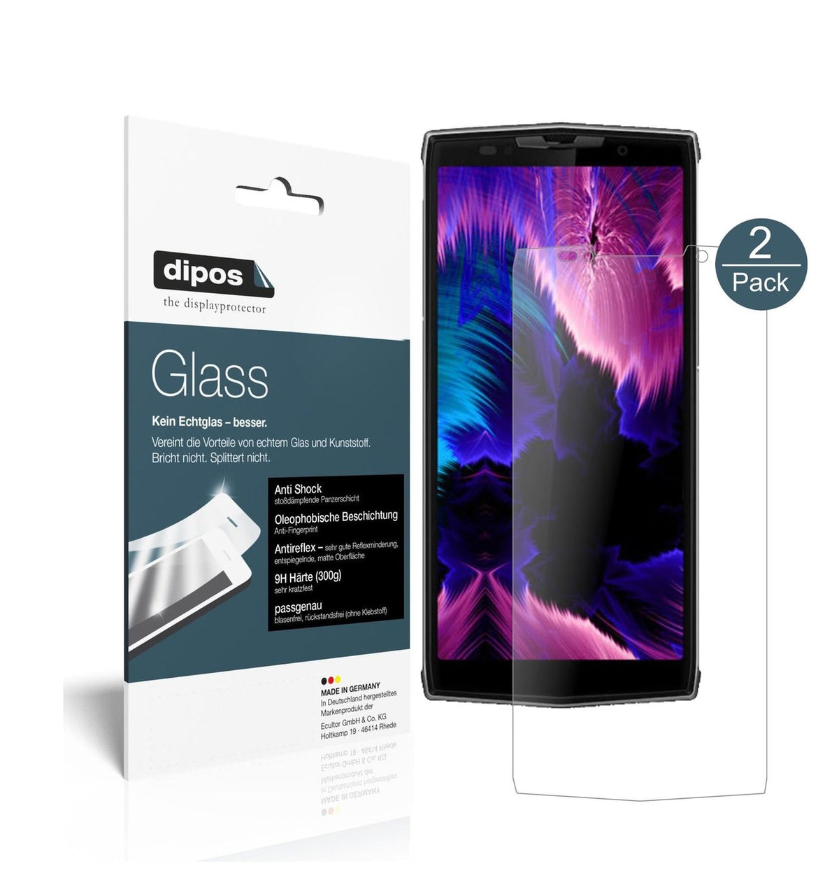 Matte Displayschutzfolie von dipos passend für Doogee BL9000, 9H kratzfest und blasenfrei montiert