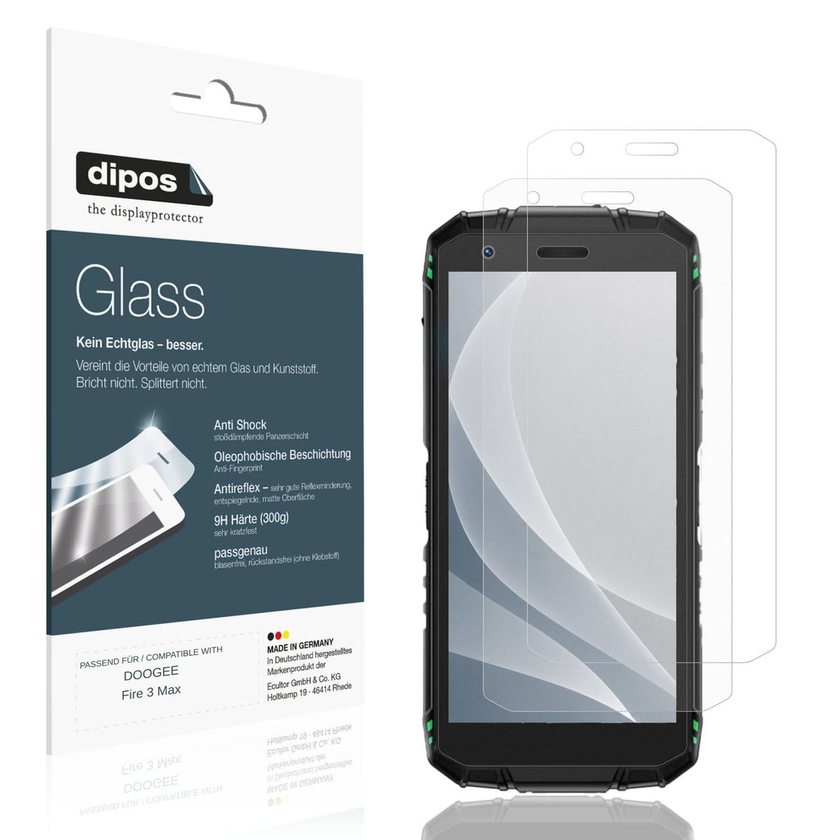 Matte Displayschutzfolie von dipos passend für DOOGEE Fire 3 Max, 9H kratzfest und blasenfrei montiert