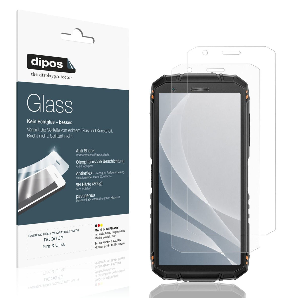Matte Displayschutzfolie von dipos passend für DOOGEE Fire 3 Ultra, 9H kratzfest und blasenfrei montiert
