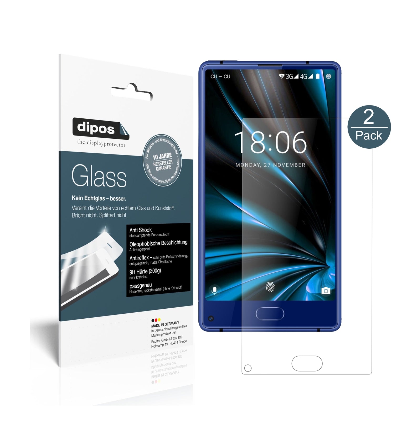Matte Displayschutzfolie von dipos passend für Doogee MIX Lite, 9H kratzfest und blasenfrei montiert