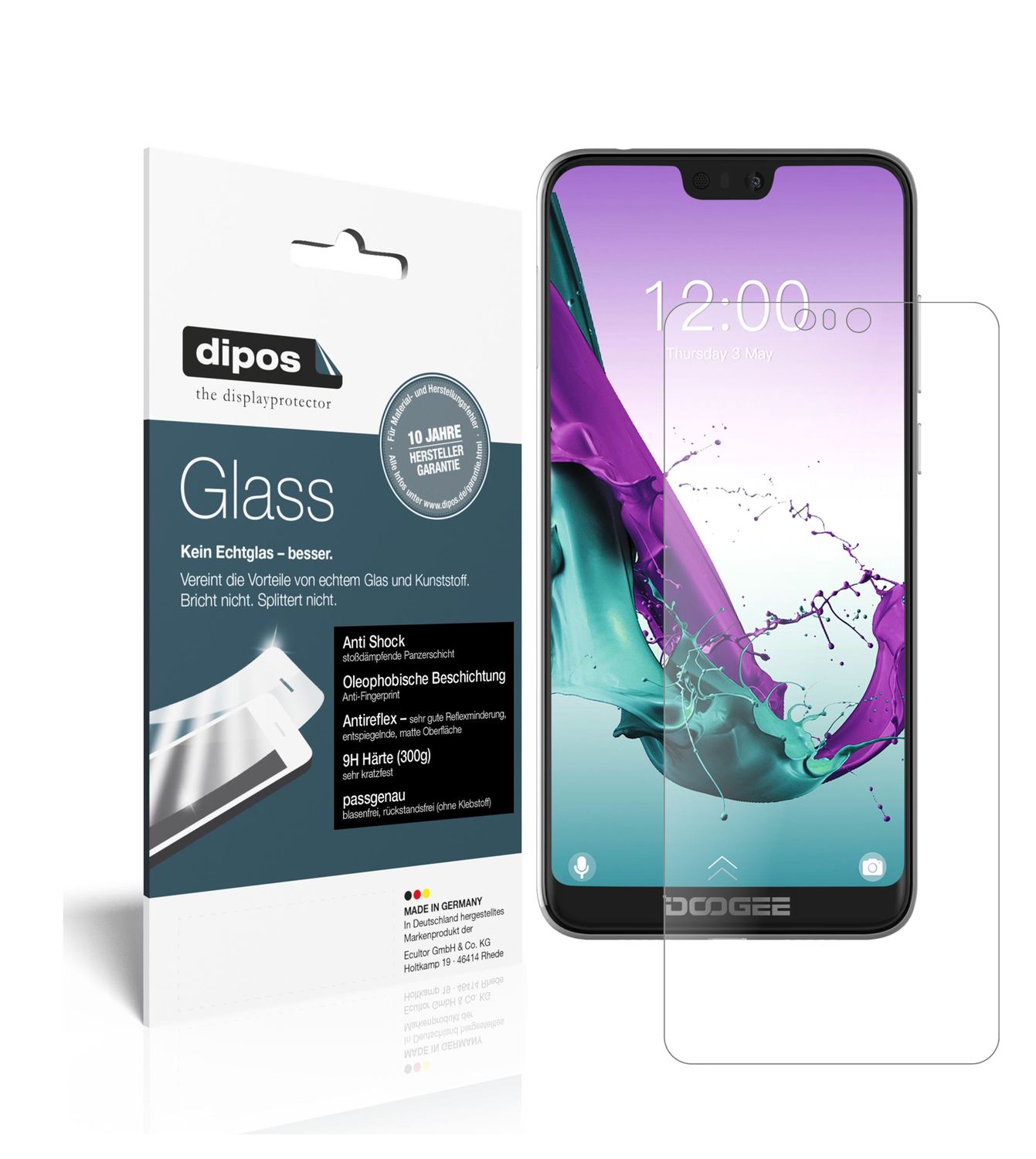 Matte Displayschutzfolie von dipos passend für Doogee N10, 9H kratzfest und blasenfrei montiert