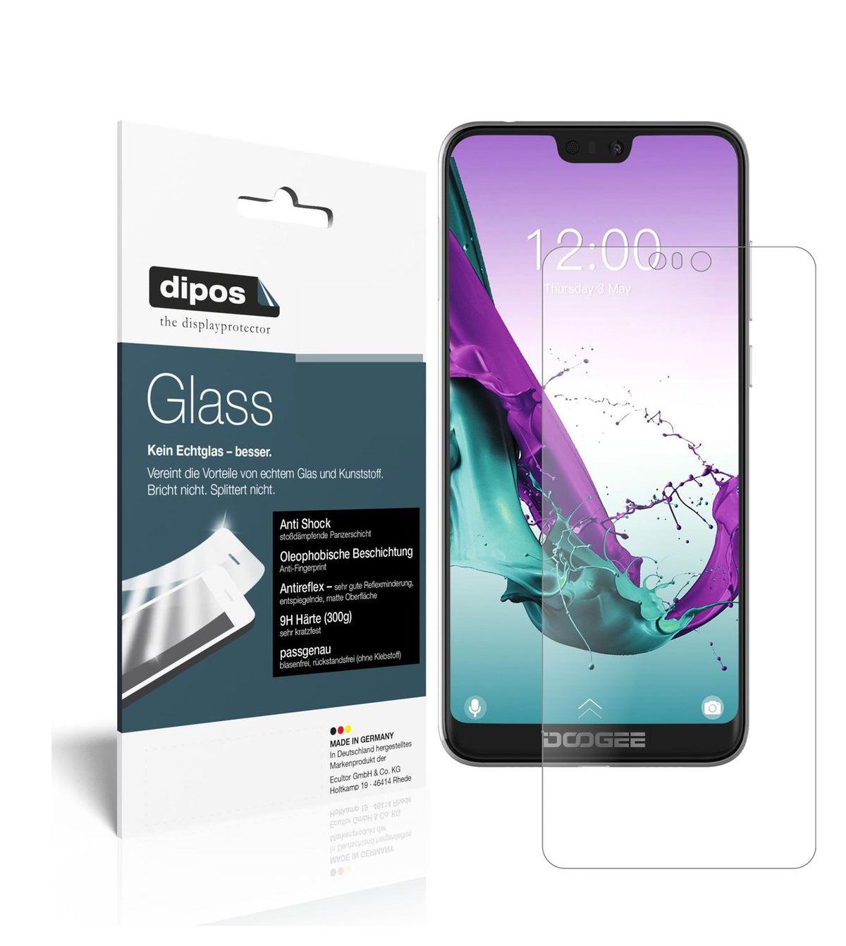 Matte Displayschutzfolie von dipos passend für Doogee N10, 9H kratzfest und blasenfrei montiert