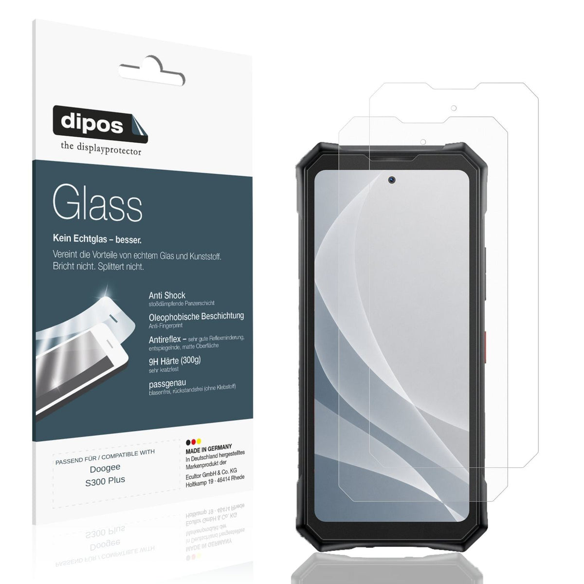 Matte Displayschutzfolie von dipos passend für Doogee S300 Plus, 9H kratzfest und blasenfrei montiert