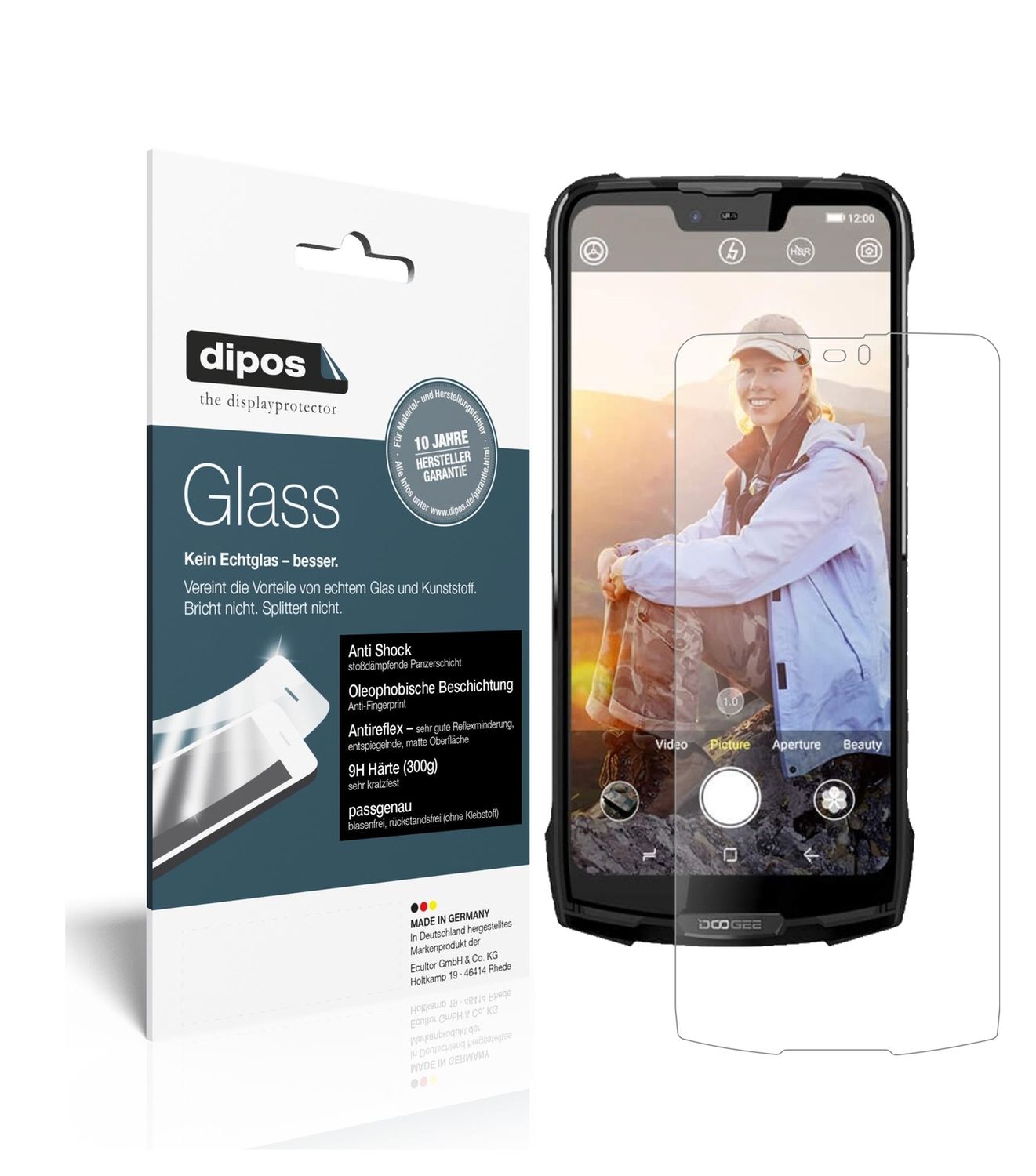 Matte Displayschutzfolie von dipos passend für Doogee S90, 9H kratzfest und blasenfrei montiert
