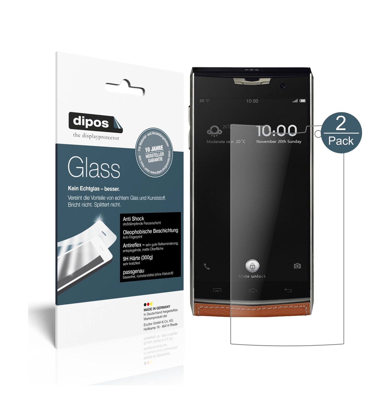 Matte Displayschutzfolie von dipos passend für Doogee T3, 9H kratzfest und blasenfrei montiert