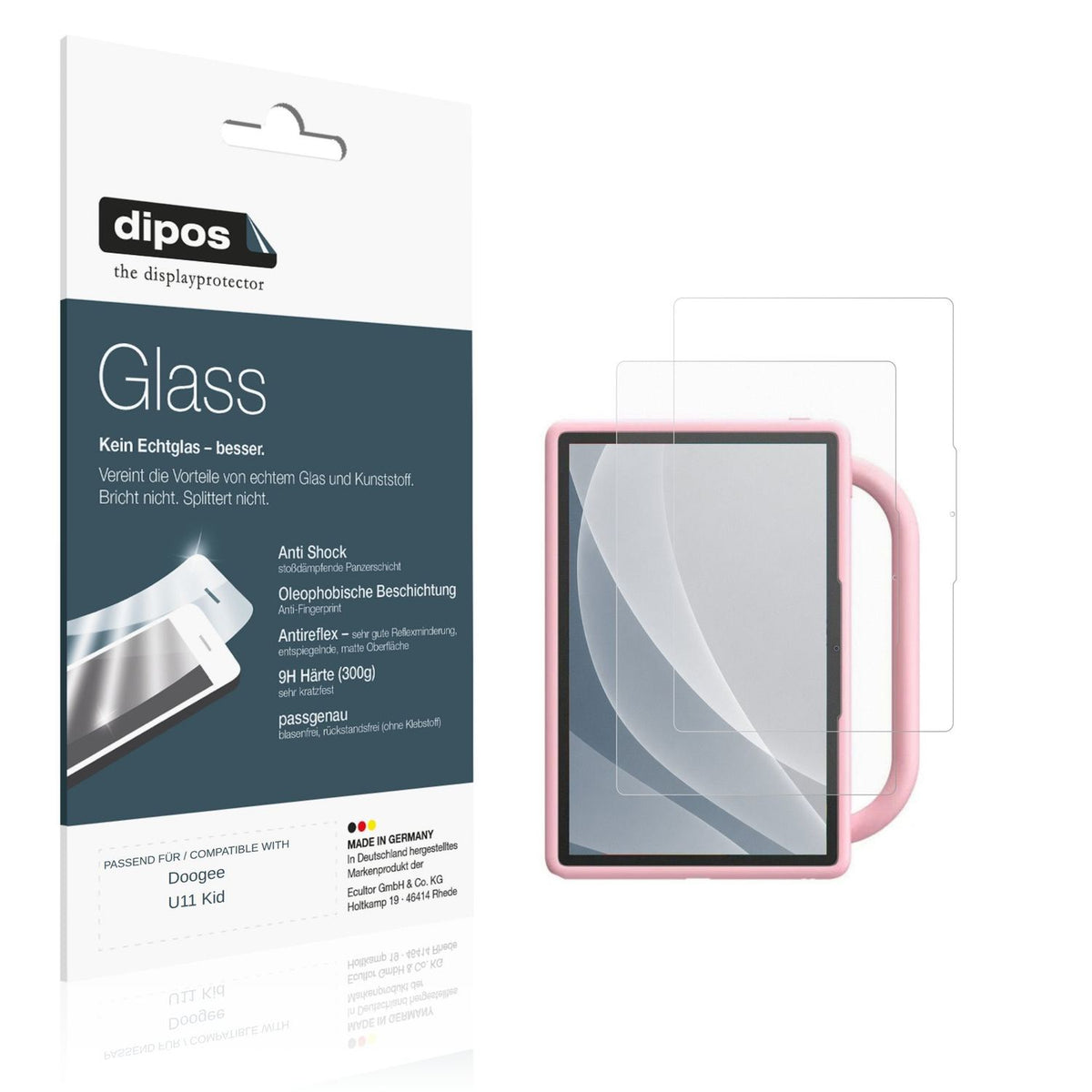 Matte Displayschutzfolie von dipos passend für Doogee U11 Kid, 9H kratzfest und blasenfrei montiert