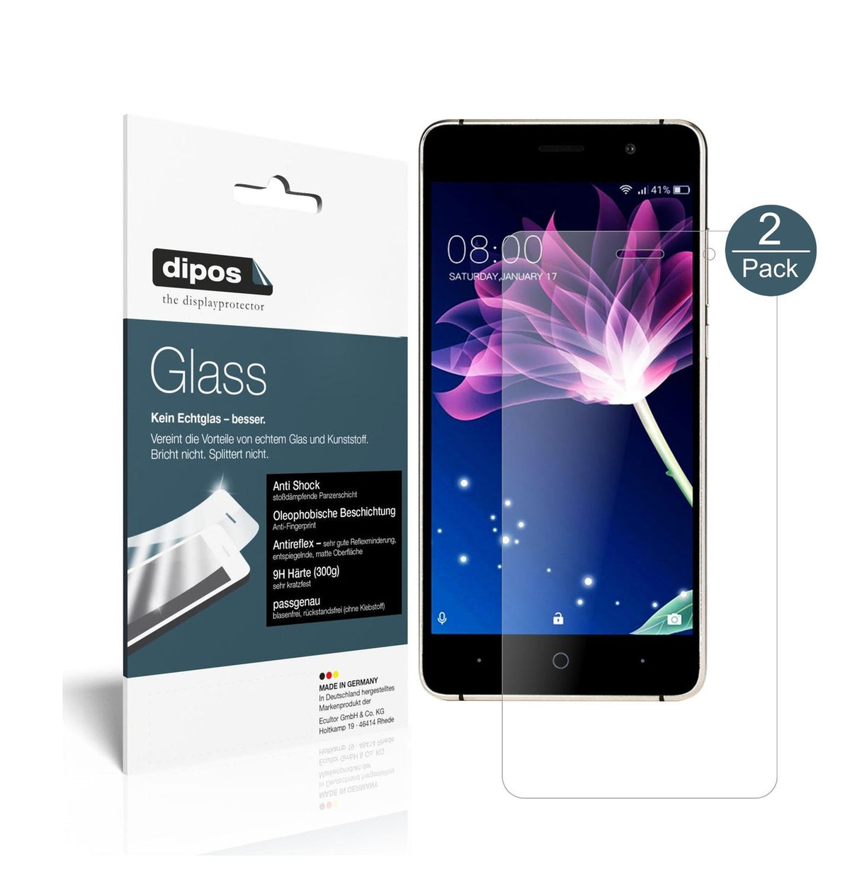 Matte Displayschutzfolie von dipos passend für Doogee X10, 9H kratzfest und blasenfrei montiert
