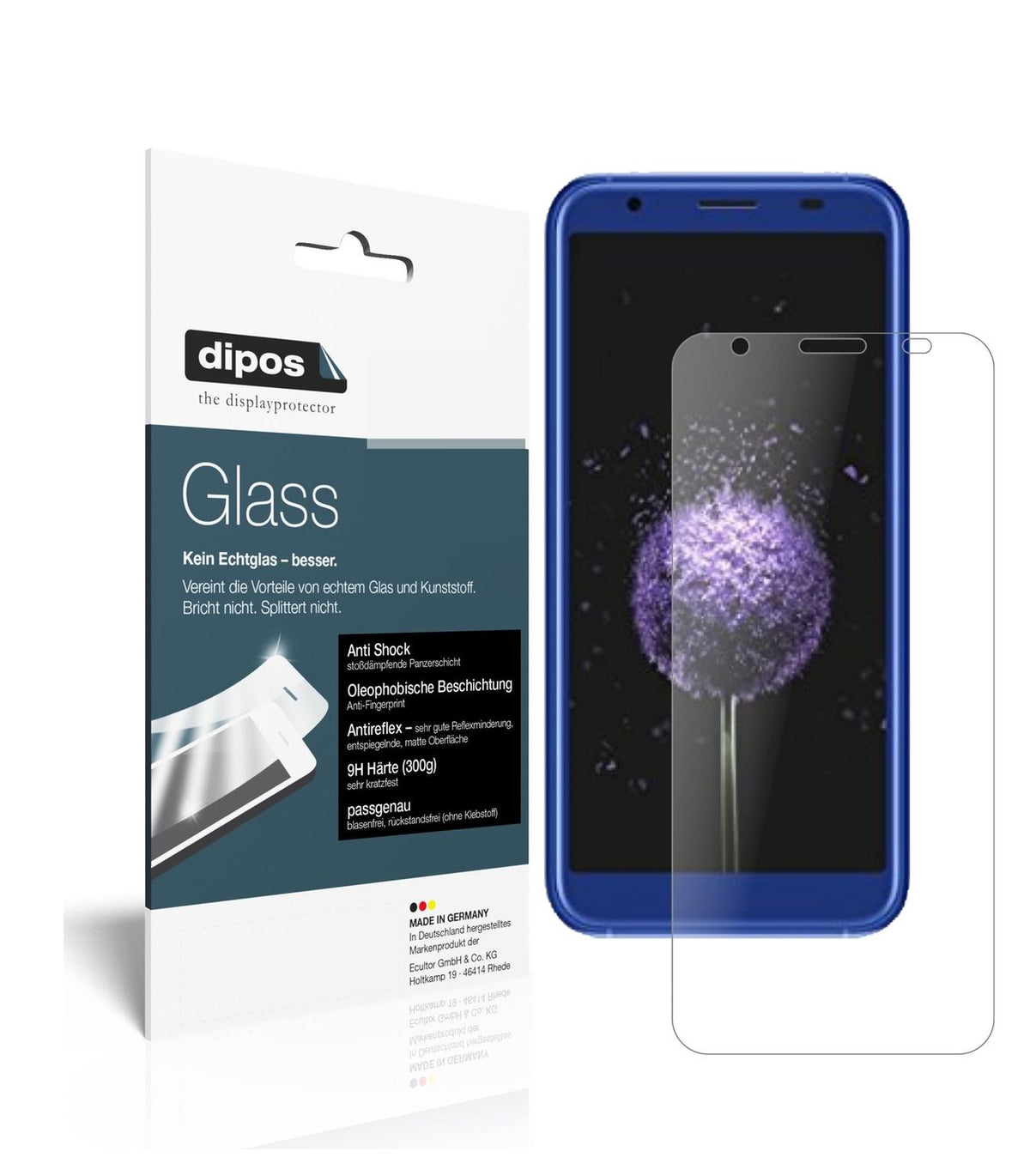 Matte Displayschutzfolie von dipos passend für Doogee X50L, 9H kratzfest und blasenfrei montiert