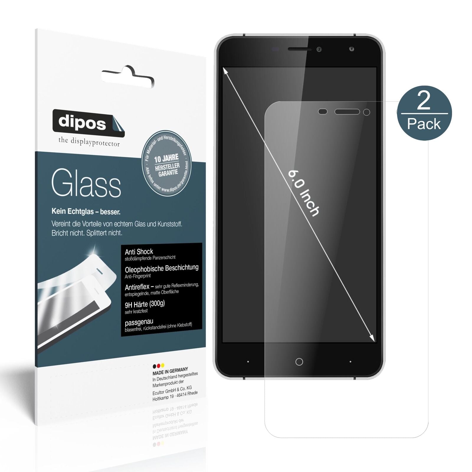 Matte Displayschutzfolie von dipos passend für Doogee X7, 9H kratzfest und blasenfrei montiert