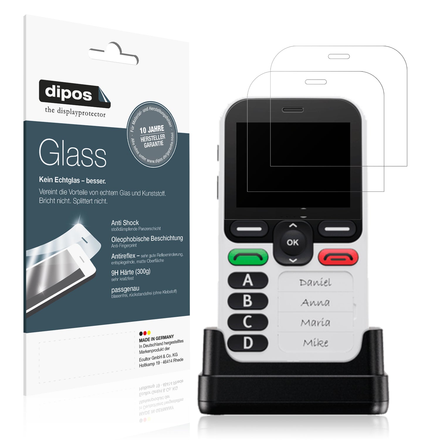 Matte Displayschutzfolie von dipos passend für Doro Leva X10, 9H kratzfest und blasenfrei montiert