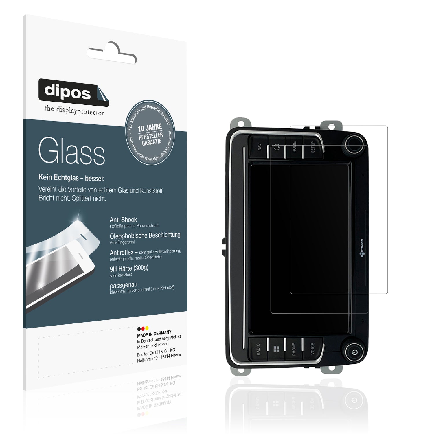 Matte Displayschutzfolie von dipos passend für Dynavin MMI-7587A v7, 9H kratzfest und blasenfrei montiert