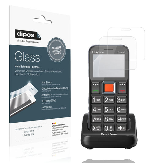 Matte Displayschutzfolie von dipos passend für Easyfone Prime T5, 9H kratzfest und blasenfrei montiert