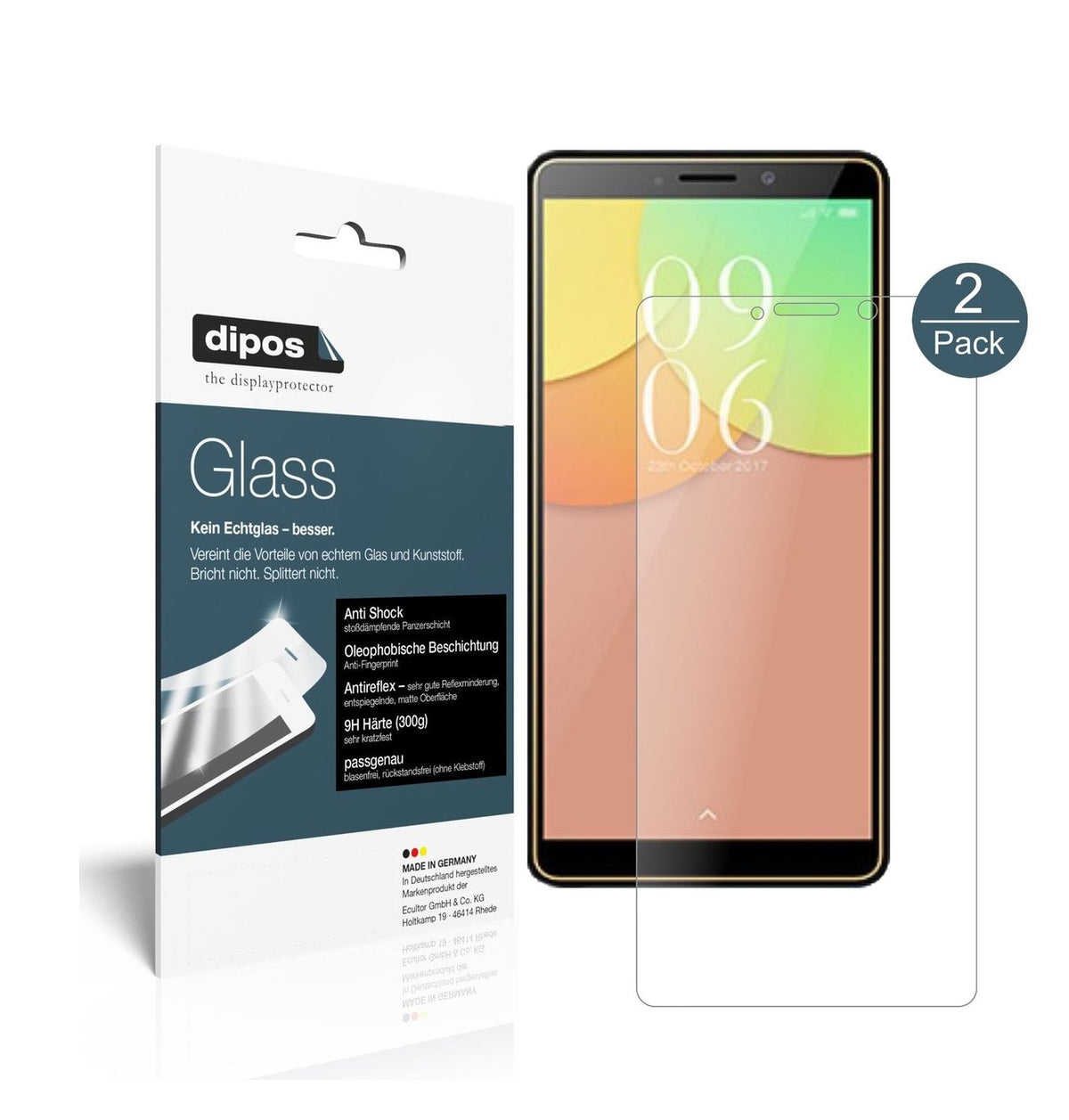 Matte Displayschutzfolie von dipos passend für Elephone A2, 9H kratzfest und blasenfrei montiert