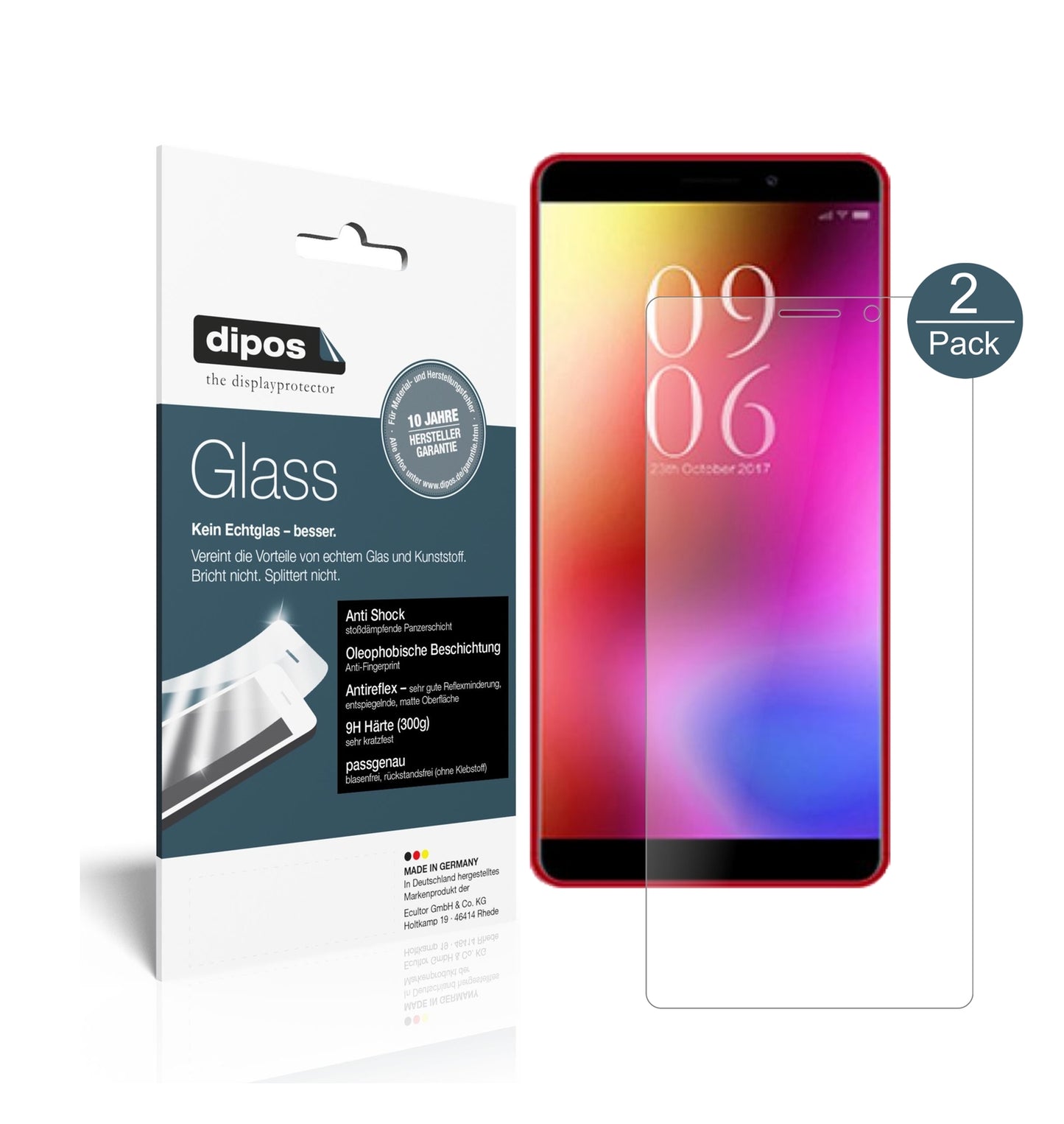 Matte Displayschutzfolie von dipos passend für Elephone A3, 9H kratzfest und blasenfrei montiert