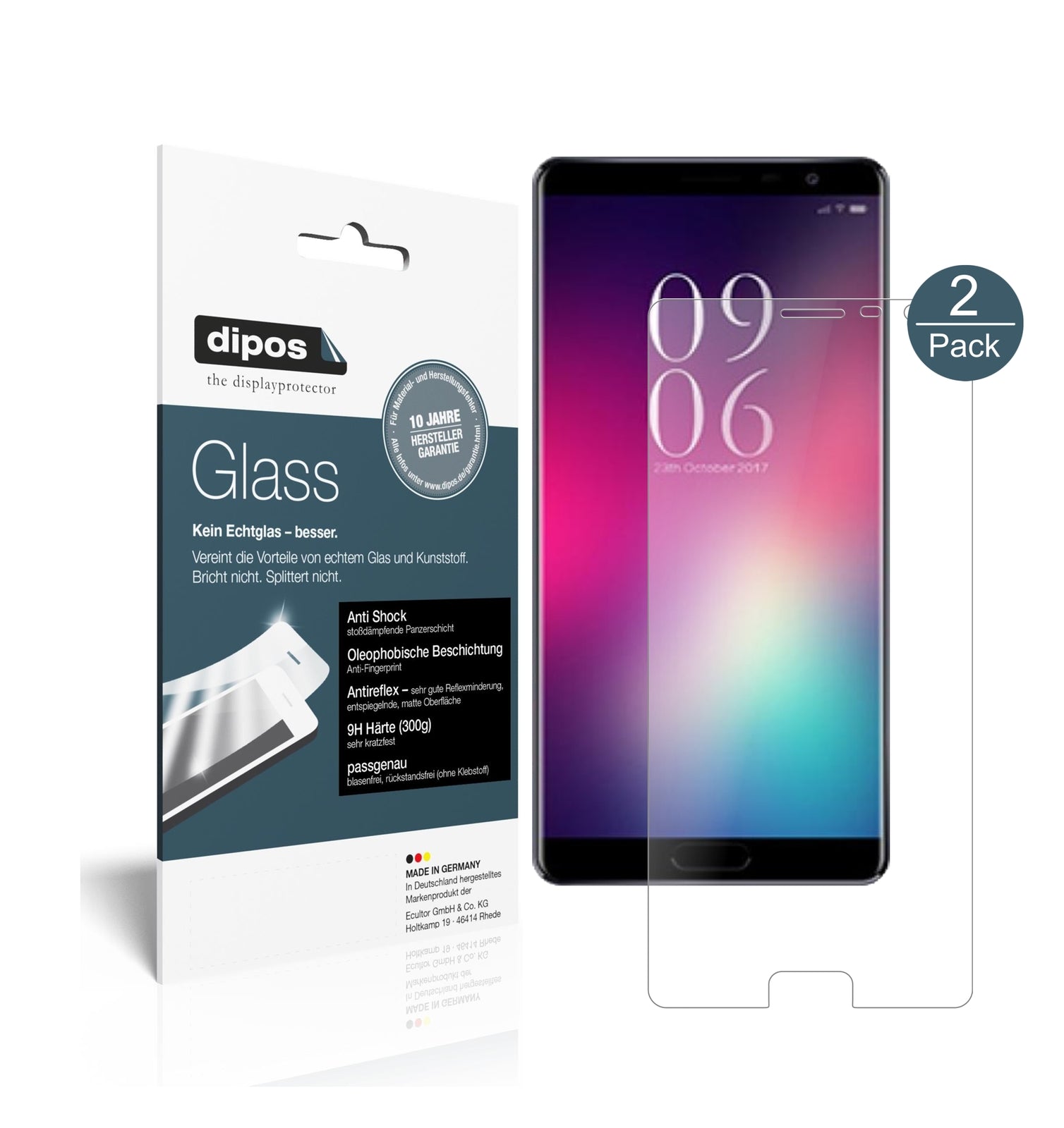 Matte Displayschutzfolie von dipos passend für Elephone C9, 9H kratzfest und blasenfrei montiert
