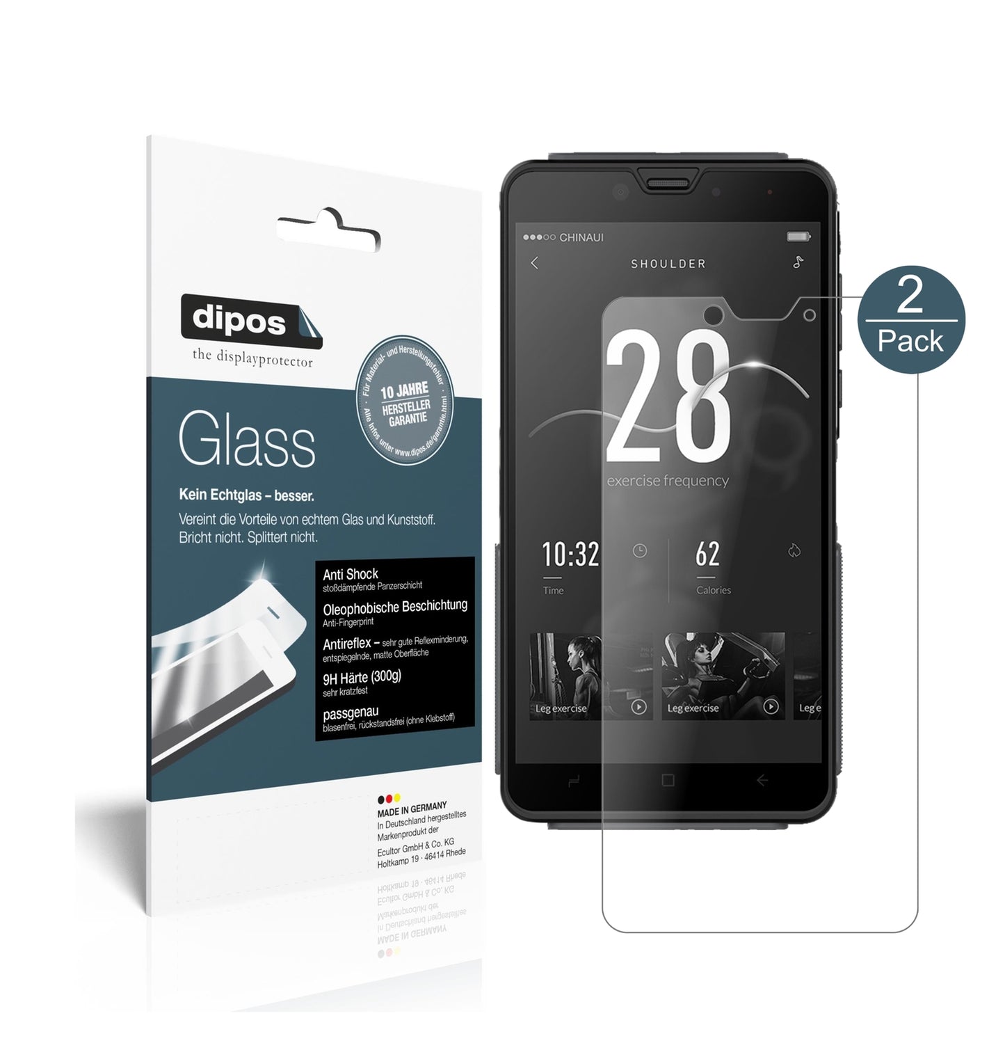 Matte Displayschutzfolie von dipos passend für Elephone Fighter, 9H kratzfest und blasenfrei montiert