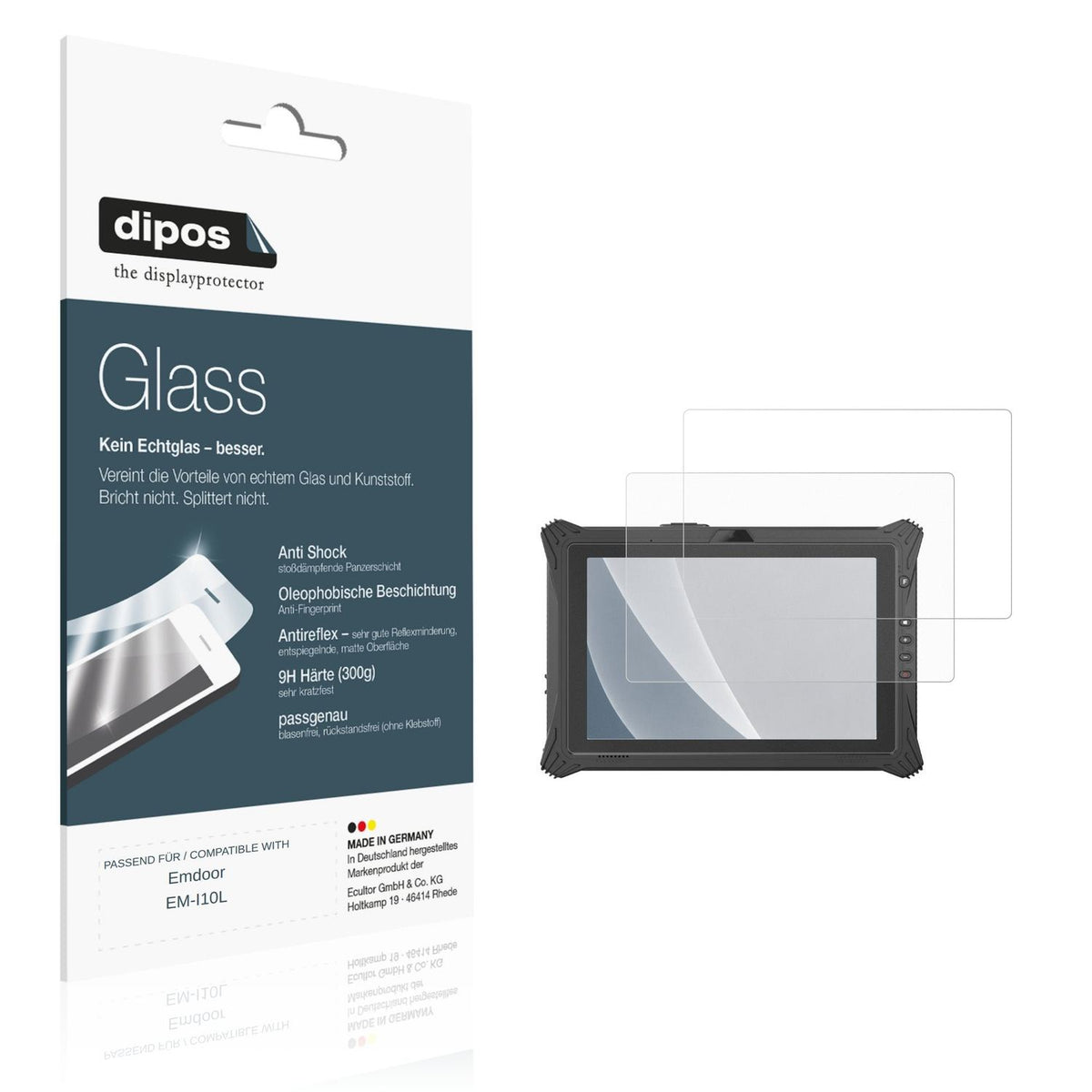 Matte Displayschutzfolie von dipos passend für Emdoor EM-I10L, 9H kratzfest und blasenfrei montiert