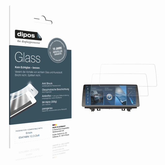 Matte Displayschutzfolie von dipos passend für Erisin ES4748N 12.3 Zoll, 9H kratzfest und blasenfrei montiert