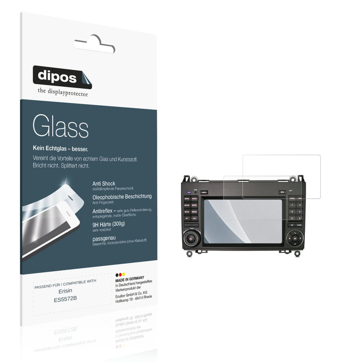 Matte Displayschutzfolie von dipos passend für Erisin ES5572B, 9H kratzfest und blasenfrei montiert