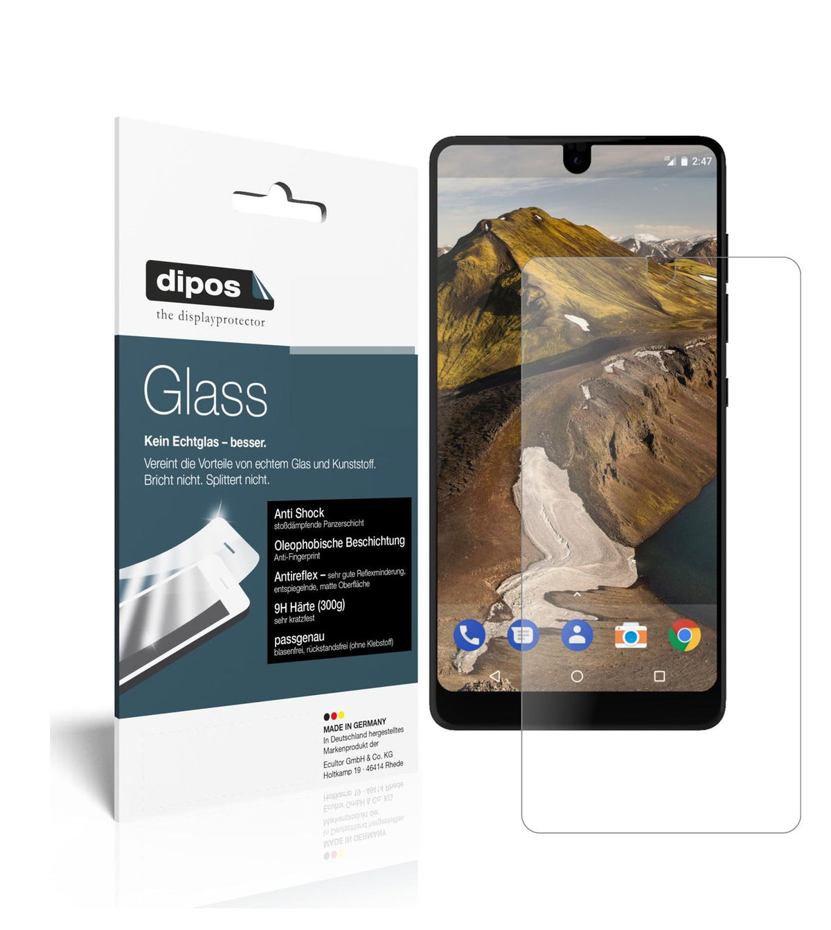 Matte Displayschutzfolie von dipos passend für Essential PH-1, 9H kratzfest und blasenfrei montiert