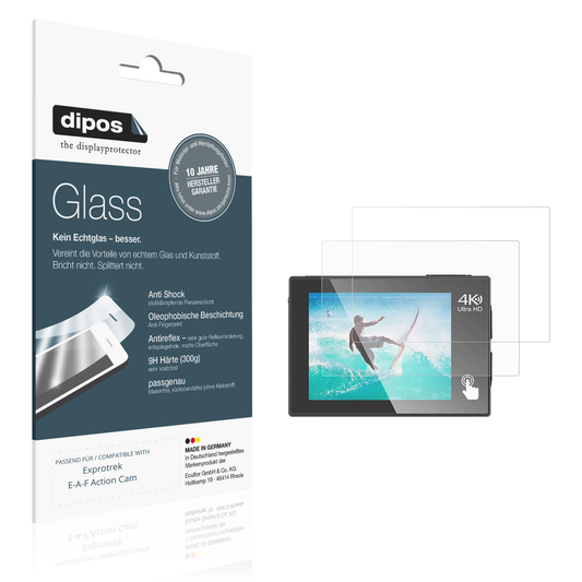 Matte Displayschutzfolie von dipos passend für Exprotrek E-A-F Action Cam, 9H kratzfest und blasenfrei montiert