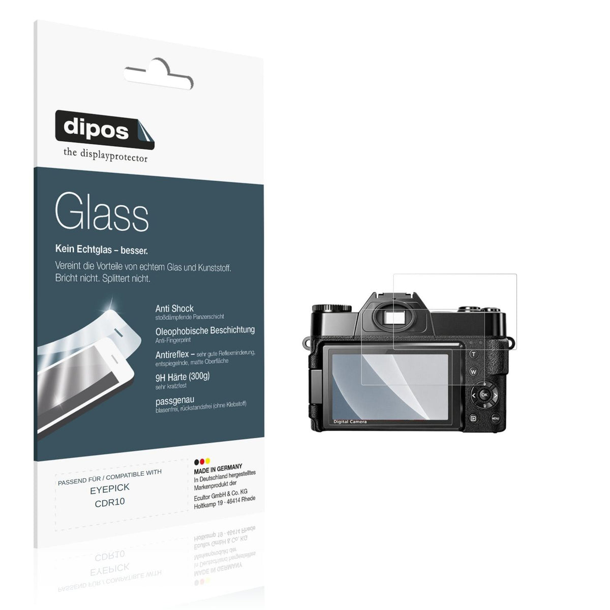 Matte Displayschutzfolie von dipos passend für EYEPICK CDR10, 9H kratzfest und blasenfrei montiert