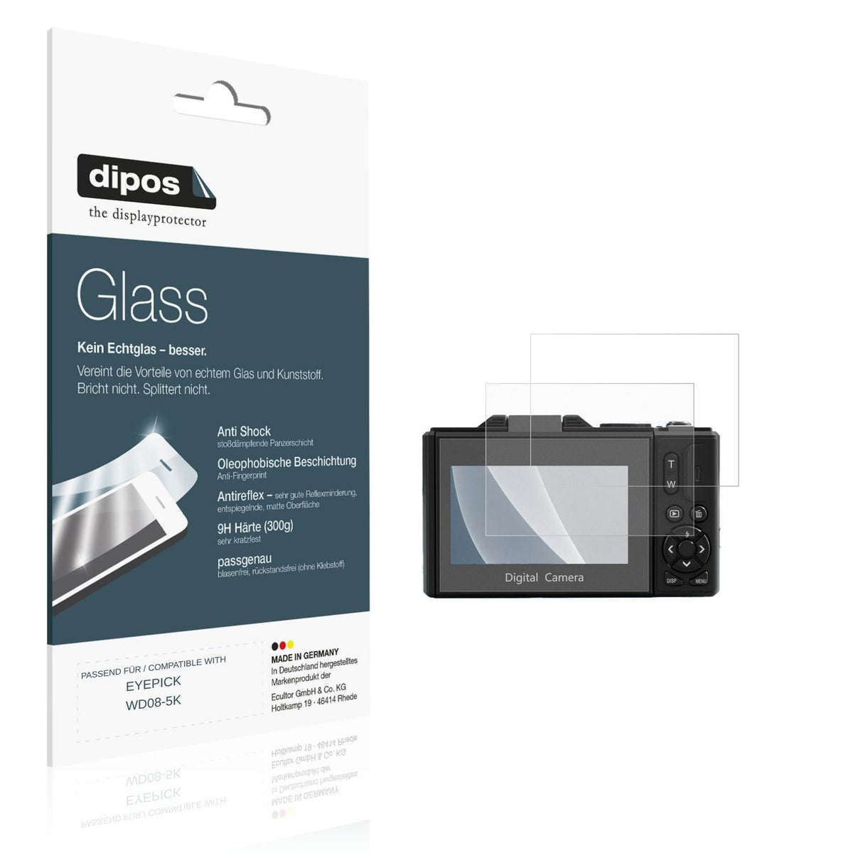 Matte Displayschutzfolie von dipos passend für EYEPICK WD08-5K, 9H kratzfest und blasenfrei montiert