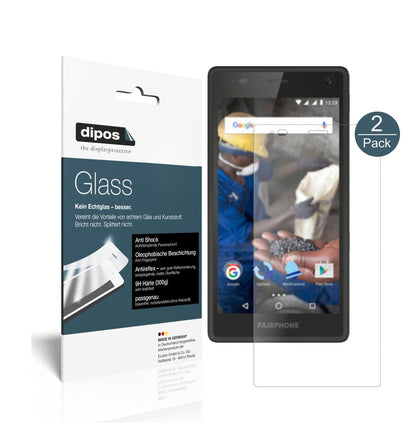 Matte Displayschutzfolie von dipos passend für Fairphone 2, 9H kratzfest und blasenfrei montiert