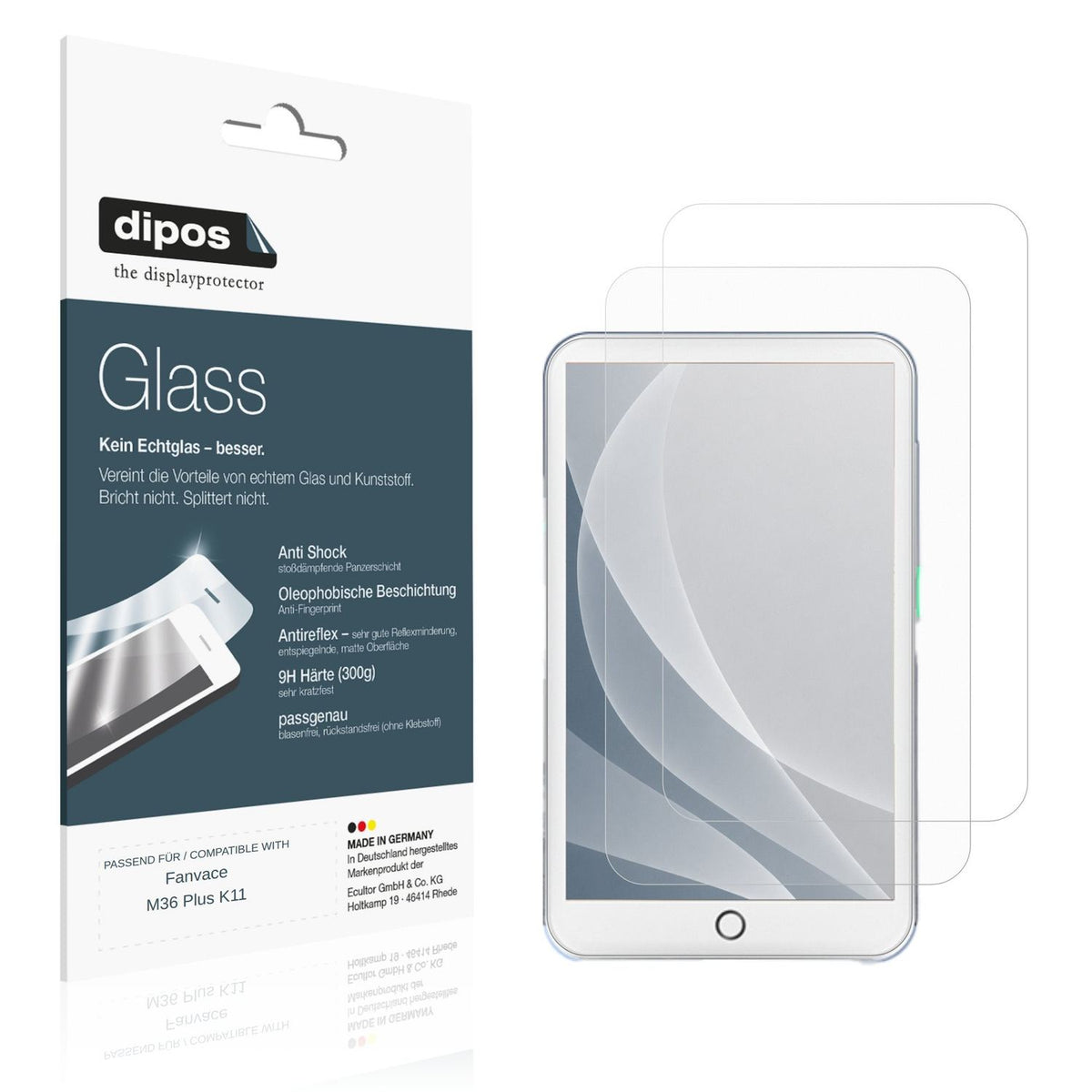 Matte Displayschutzfolie von dipos passend für Fanvace M36 Plus K11, 9H kratzfest und blasenfrei montiert